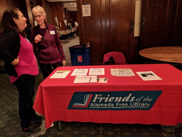 Friends tablecloth a gift from library director